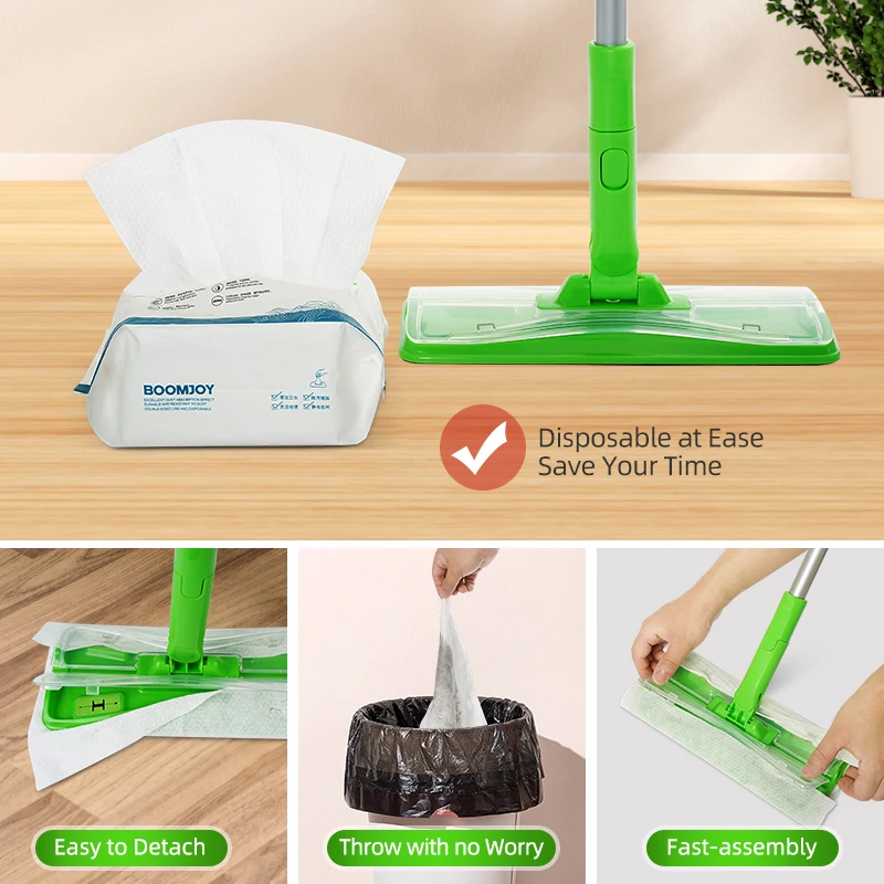 Jesun 2-in-1 Sweeper Disposable Mops for Floor Cleaning Duster Mop Dry and Wet Head Flat Mop Cleaner with Cloth Fixing Clip
