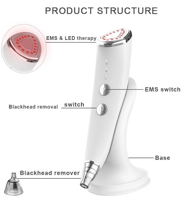 Ems Microcurrent 5 in 1 Red Light Therapy Smart Facial Massage Beauty Instrument Blackhead Remover Beauty Device