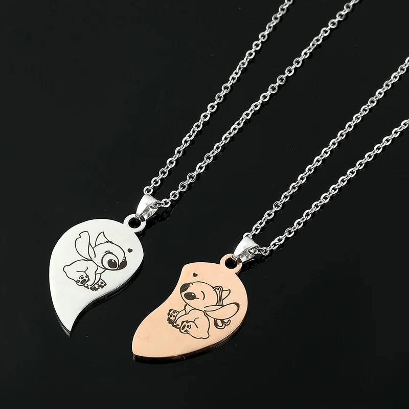 Necklace Stainless Steel Magnetic Attraction Cute Figure Stitch Heart Pendant Neck Chain Lovers Jewelry best friends necklace