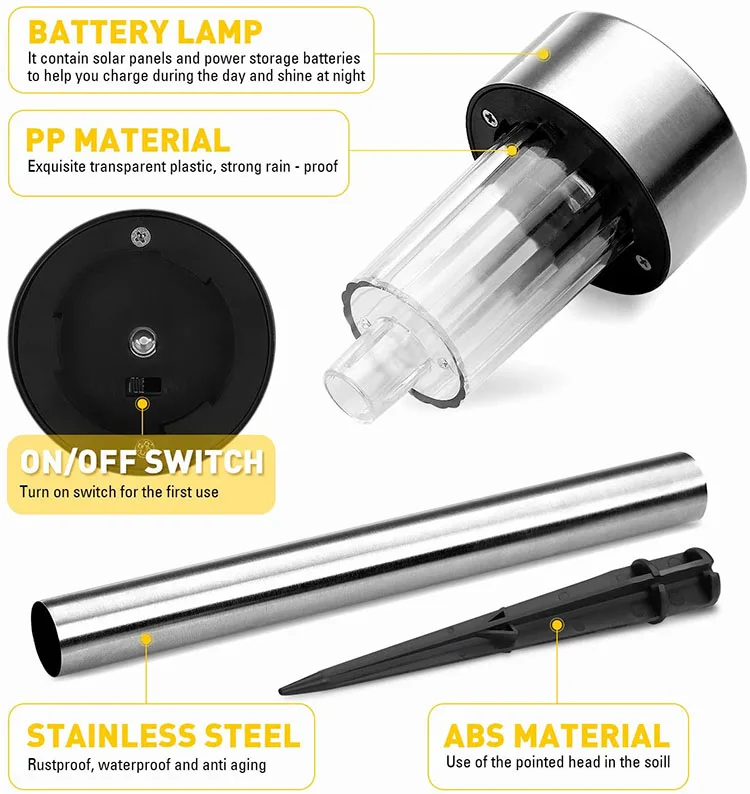 
Hot Selling Outdoor Solar Garden Lights Stainless Steel Waterproof 