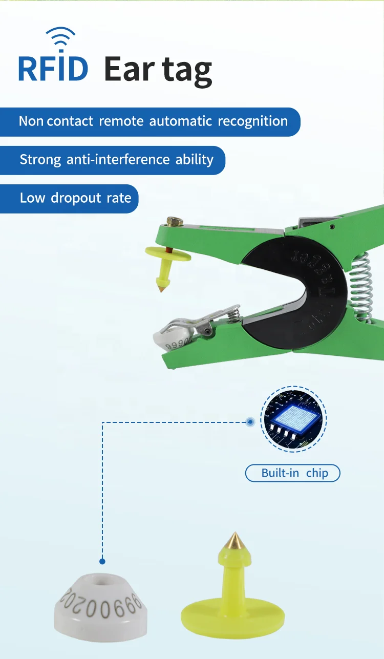 E-005 Anti-Bite 134.2KHz Livestock RFID FDX HDX Animal Electronic Ear Tags for Pig Sheep Cattle
