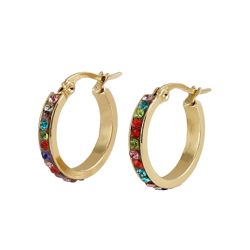 Retro style neutral cool senior sense colorful current earrings striped enamel dripping oil ear studs