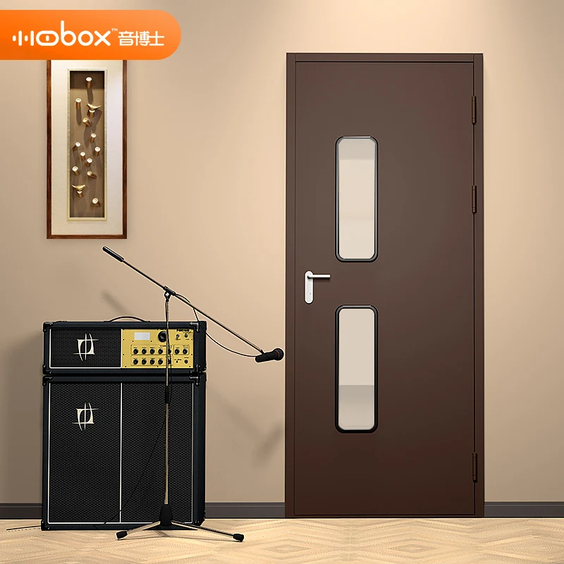 Modern style design customizable dark graw indoor metal entry door window Drum room soundproof door for music school