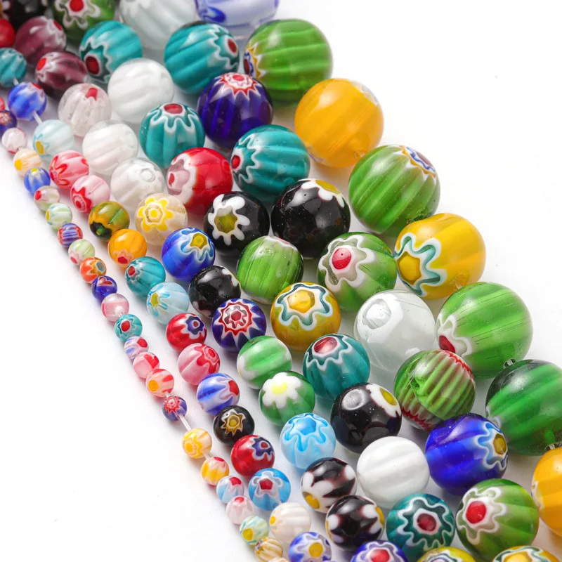 Wholesale Flower Crystal Lampwork Millefiori Glass Bead Mixed beads For Jewelry