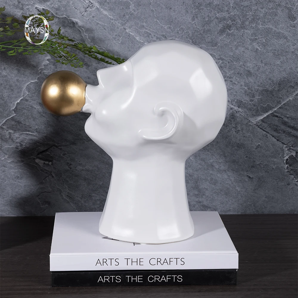 Белая Художественная Скульптура человеческого лица, декоративное настольное украшение, аксессуары для дома, современные статуи, предметы для дома, керамическое украшение