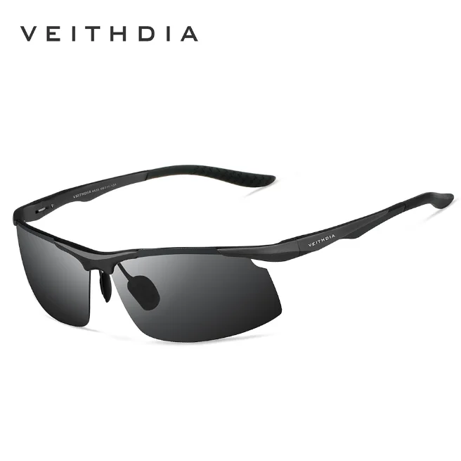 VEITHDIA Magnesium Aluminum Sunglasses Men Polarized Sun Glasses Rectangle Rimless Driving Fishing Sports Eyewear V6535