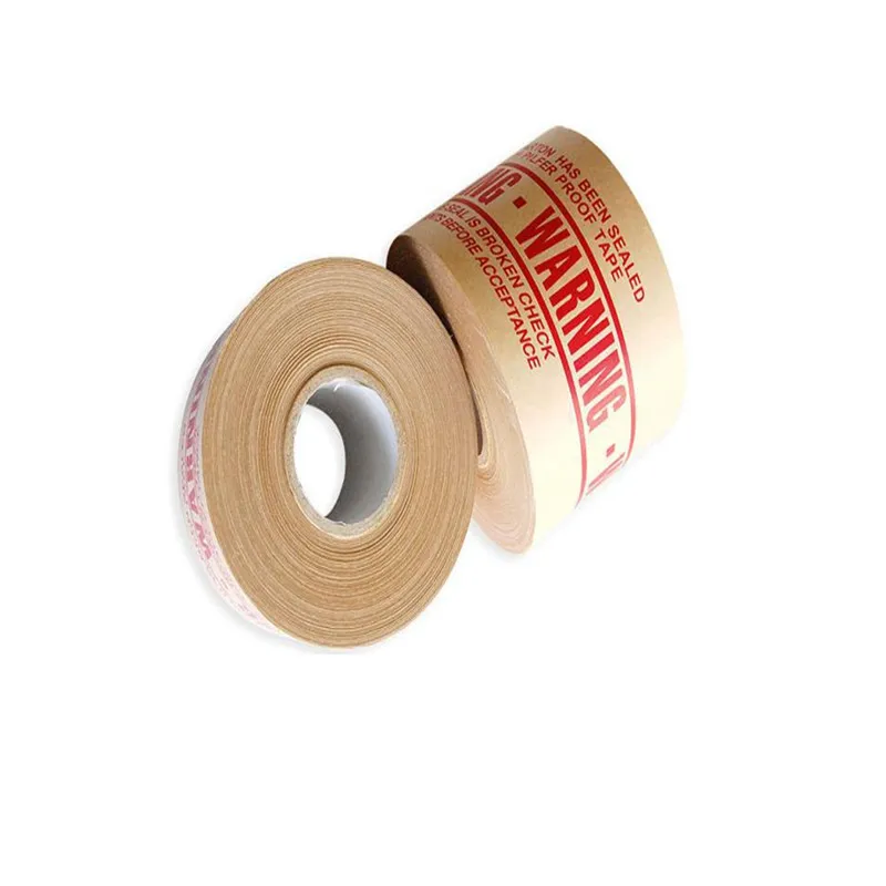 Environment friendly kraft tape non adhesive wet water activated kraft tape added fiber printed kraft  packing tape