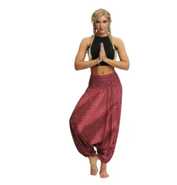 Woman Men Casual Women Thai Harem Trousers Baggy Boho Loose Aladdin Boho Festival Hippy Smock High Waist Jumpsuit Pants 5.14