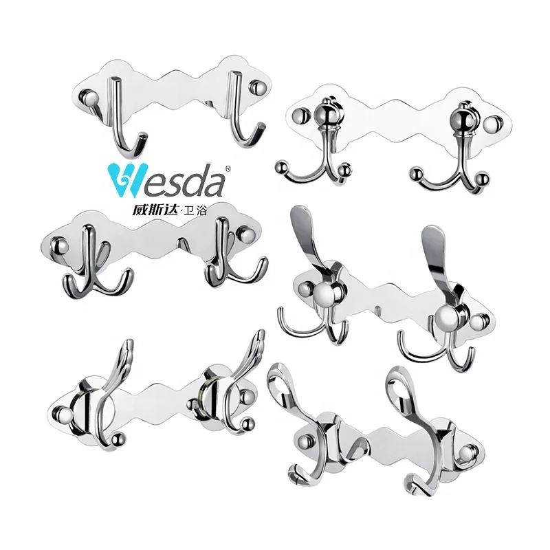 WESDA, заводская цена, оптом, для ванной, кухни, гаража, экономия места, двойной крючок для полотенец, веревки, настенное крепление, двойной крюк