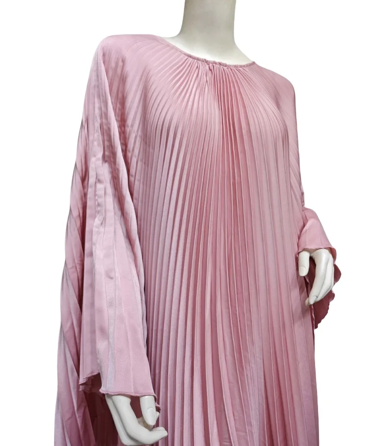 Fashion pleated robe solid color big swing dress plus-size dress Arab Dubai Muslim women islamic women clothes