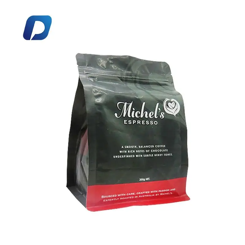 250g 500g 1kg food grade custom printed flat bottom coffee bag packaging with valve vent