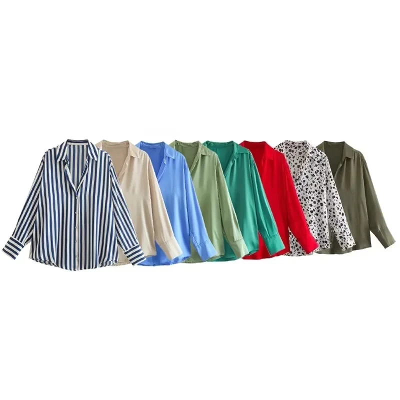 8 colorway basic style long sleeve turn down collar buttons up women casual blouse