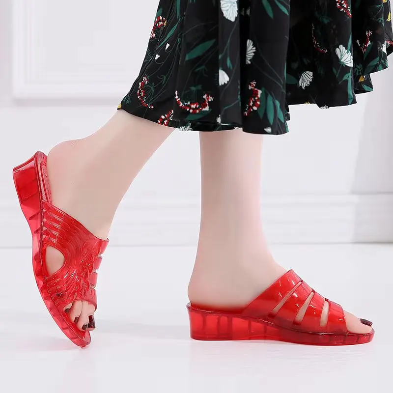 
ladies crystal PVC jelly slide sandals women slippers 