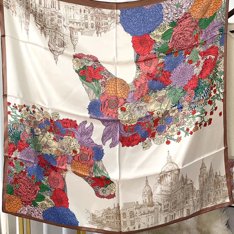 Bandanas Custom Logo Printed 100% silk Bandana Malaysia Fans Square Shape Silk Scarf