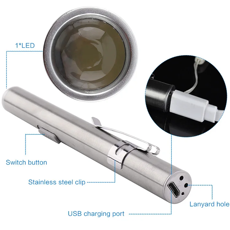 doctor promotional gifts pen clip pocket kids mini bulk led keychain flat led cheap flashlight with usb charger rechargeable