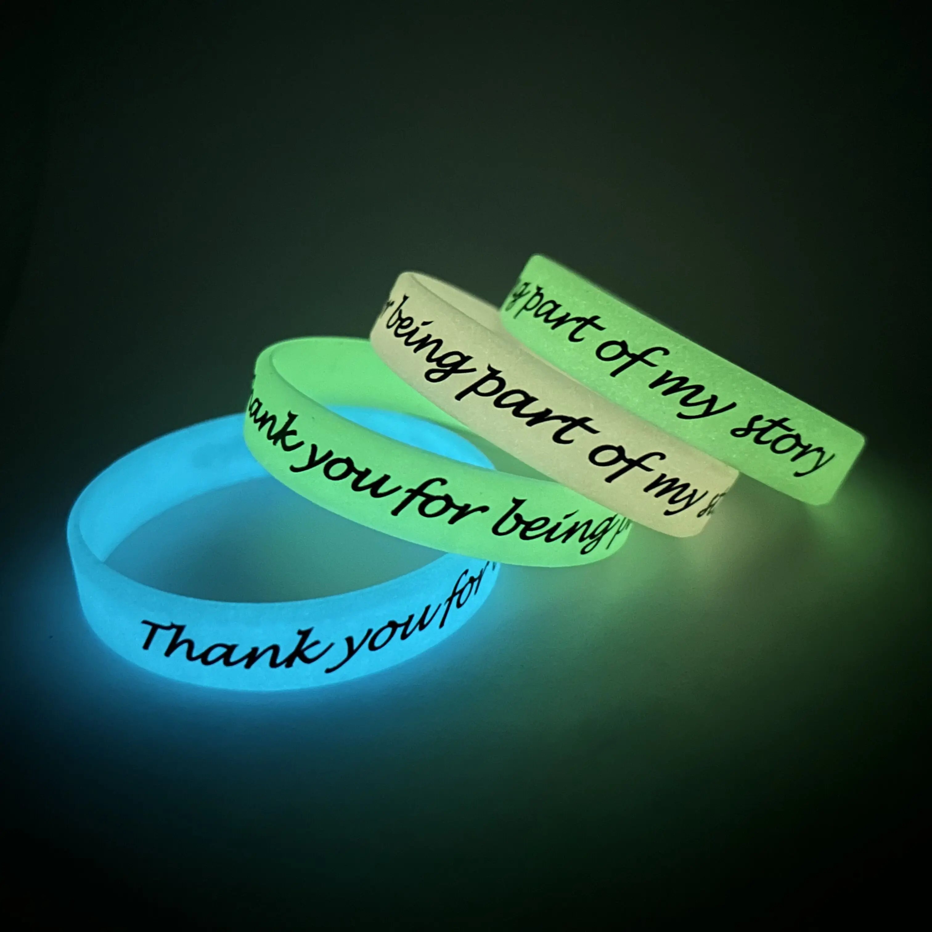 Promotional Silicone Wristbands Custom  Logo Customized Luminous Rubber Bracelet Fluorescent Silicone Wristband