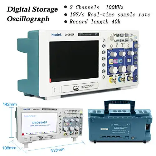 Hantek Dso5102p Digital Storage Oscilloscope 100mhz 2 Channels Bench Usb Oscilloscope