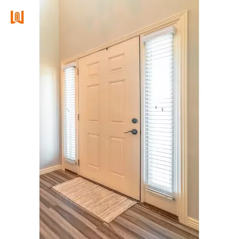 WANJIA high quality double entry classical doors villa exterior wooden door main solid wood doors for house