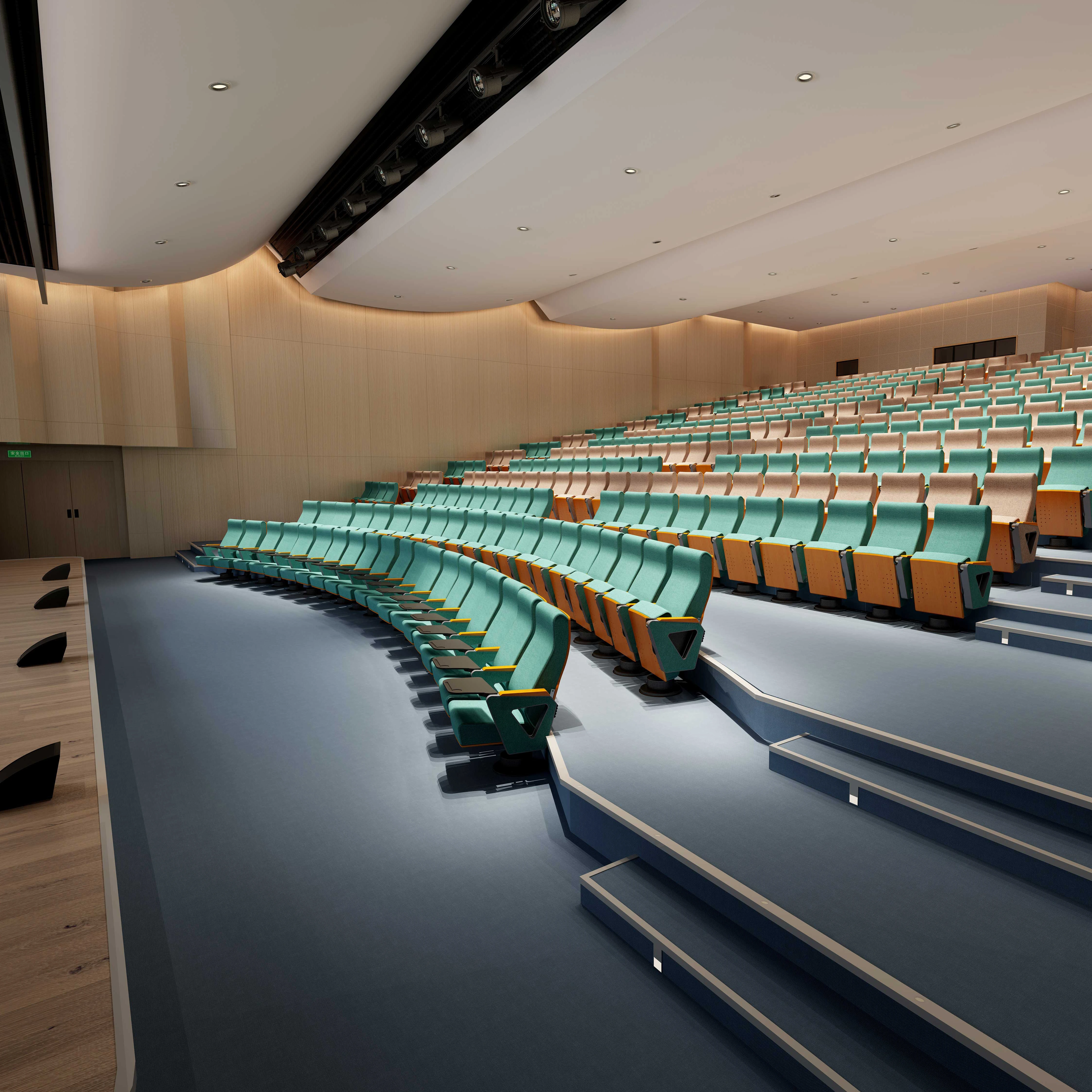 School University Lecture Hall Theater Foldable Armrest Fabric Furniture Auditorium Seating Chair with Writing Pad Tablet