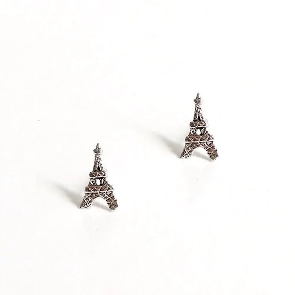Reasonable Price 925 Sterling Silver 18k Gold Plated Jewelry oxidized earings Eiffel Tower black female earrings For Women