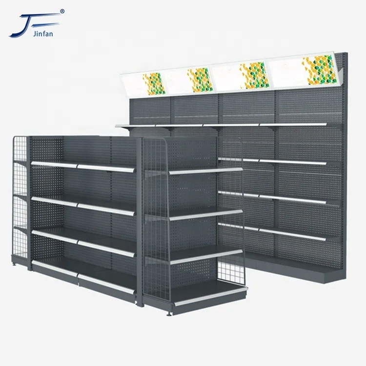 Customized metal supermarket  Small Grocery Shelves Metal Store Gondola Shelves Metal Shelving