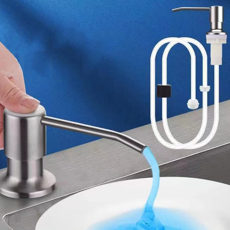 Hotel Kitchen Sink Stainless Steel Liquid Soap Dispenser Hand Sanitizer Manual Black  Soap Dispenser