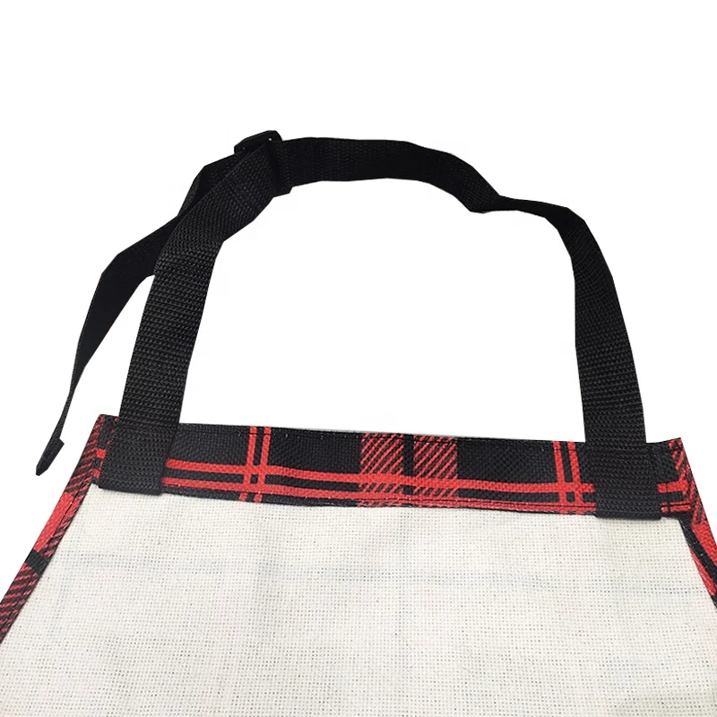 Christmas Day OEM Design Red Plaid Apron Customized Logo Baking Kitchen Aprons Sublimation Blank Buffalo Plaid Aprons