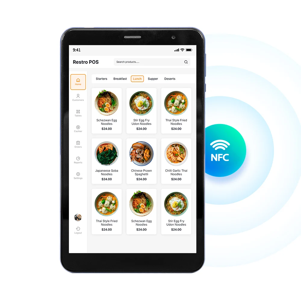 8 inch android tablet pos mobile restaurant ordering machine self order kiosk pay for order screen vending machine credit card