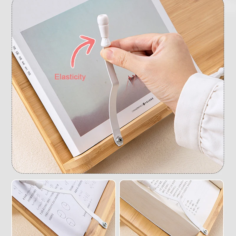 2022 New Design Adjustable Bamboo Book Stand Manufacturer Hot Sale Cookbook Holder Wooden Stand for Tablet