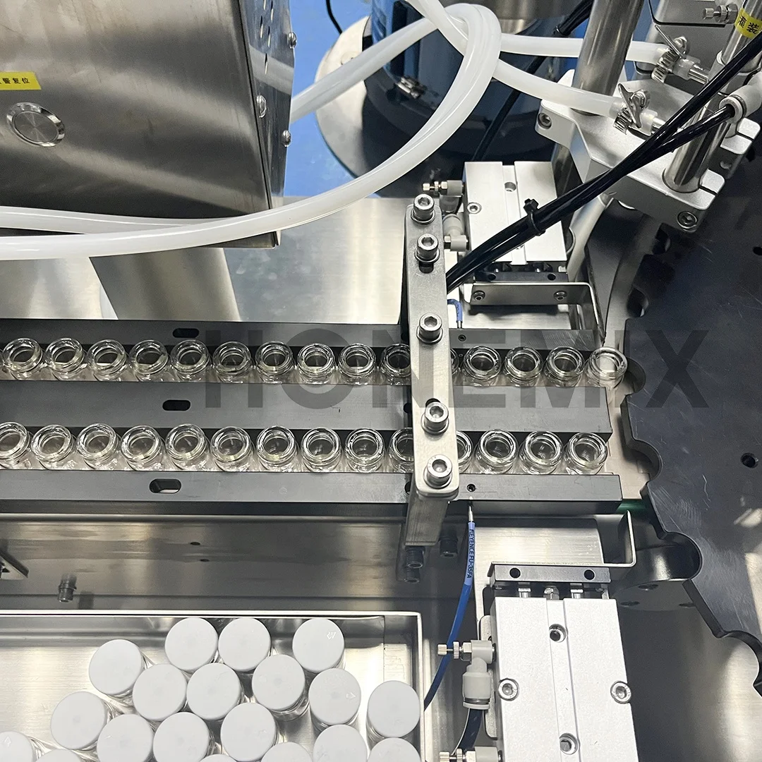 Hone Automatic High Speed Small Injection Vials Oral Liquid Filler Sealer Medical Serum Glass Bottle Filling and Capping Machine