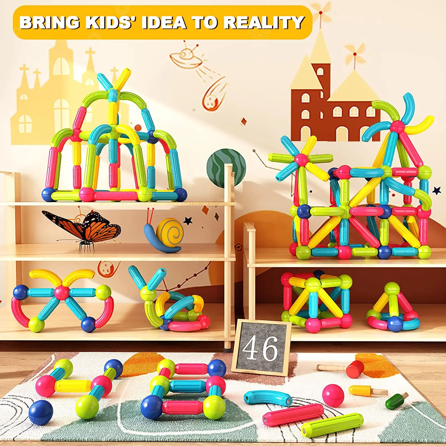 2023 Hot Selling Kids Montessori Magnetic Rod Sticks And Balls Magnet Toy Building Blocks Other Educational Toys For Children