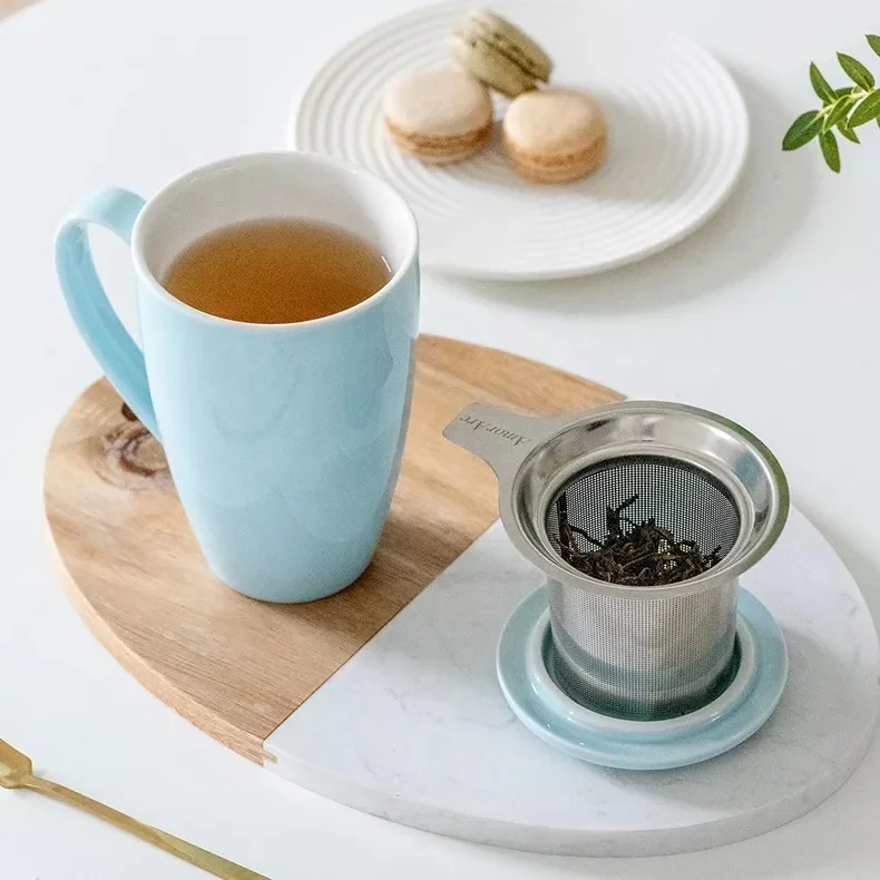 Custom 16oz Loose Leaf Tea Infuser Mug Ceramic Cup with Strainer