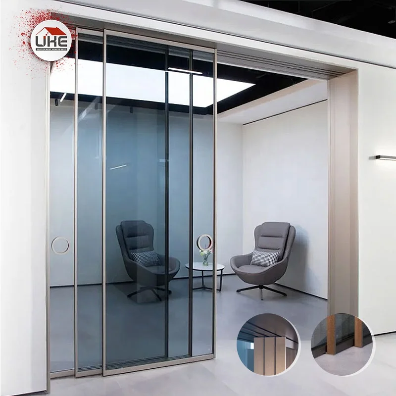 Sliding Door System Aluminium Profile Minimalism Soundproof Concealed Sliding System Frameless Design Doors For Houses