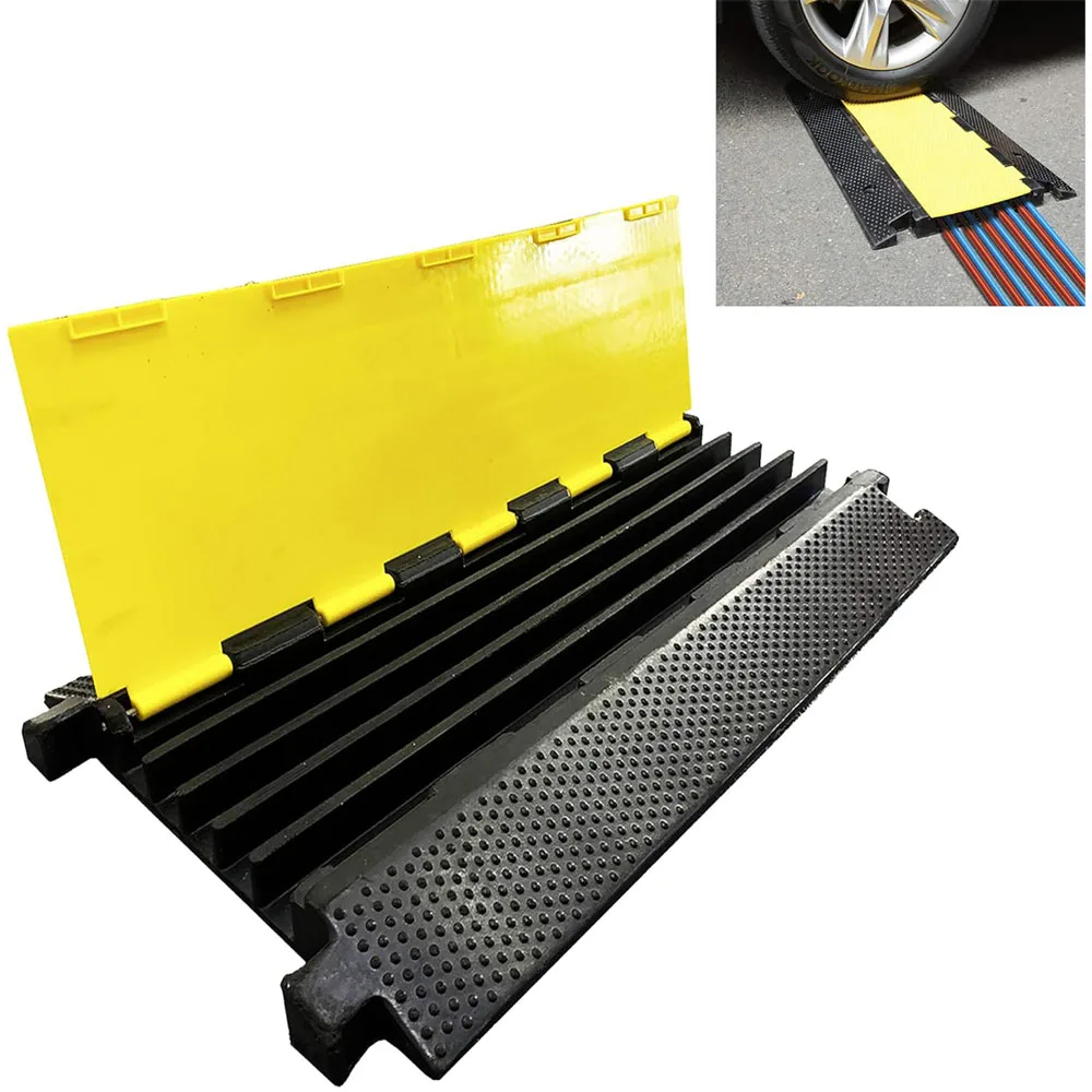 5 Channel Rubber Cable Protector Ramp Traffic Speed Bump  Driveway Hose Cord Track Protector