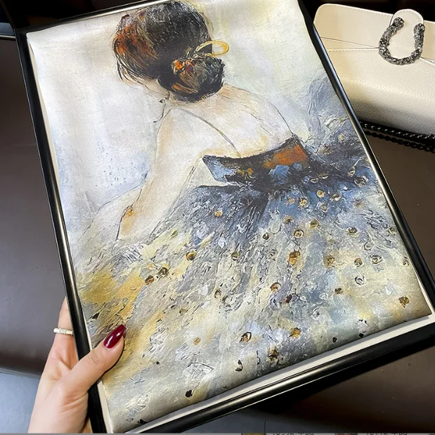 Custom Digital Printed Silk Scarf Designer Wholesale  New Silk Satin Thin Shawl