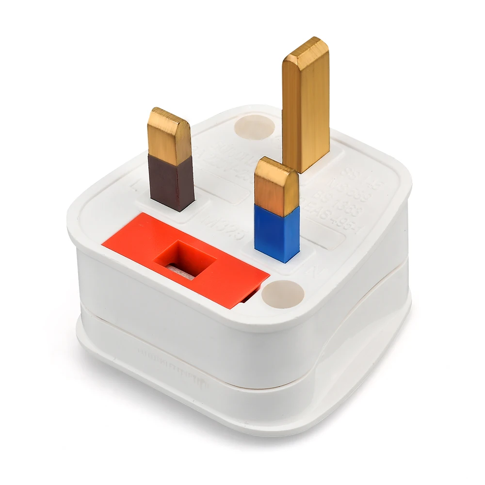 UK Tourist Travel Adaptor 3 Pin Plug Adapter 13A UK Visitors Power Plug With 13Amp Fused Converts EU UK Int