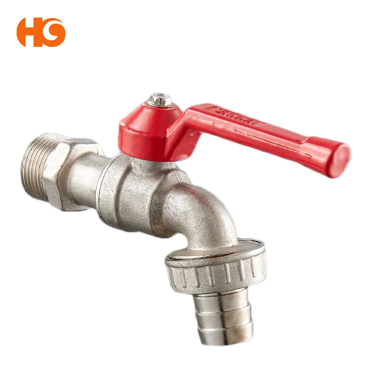 nickel plated brass bibcock  with red iron handle