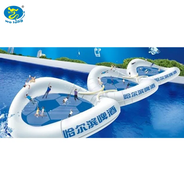 
2019 Air Supported Jumping Bridge Inflatable Amusement Park Ideas Jumping Trampoline on Water 