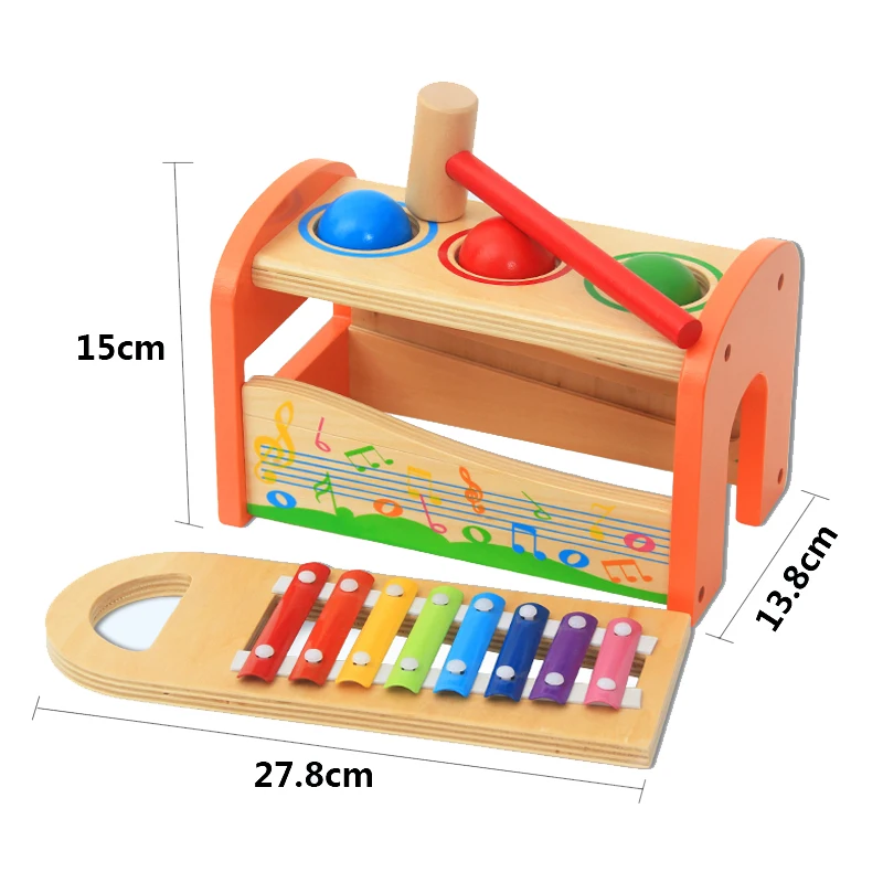 
Wooden Music Toy Pounding Toy Ball pounder toy for kids Wooden knocking table Xylophone 