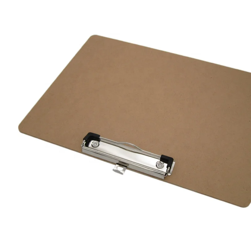 A4 letter size horizontal recycled hardboard clipboard MDF clipboard with low profile clip for office