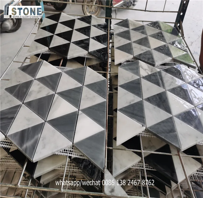 marble mosaic triangle mosaic marble design kitchen wall mosaic