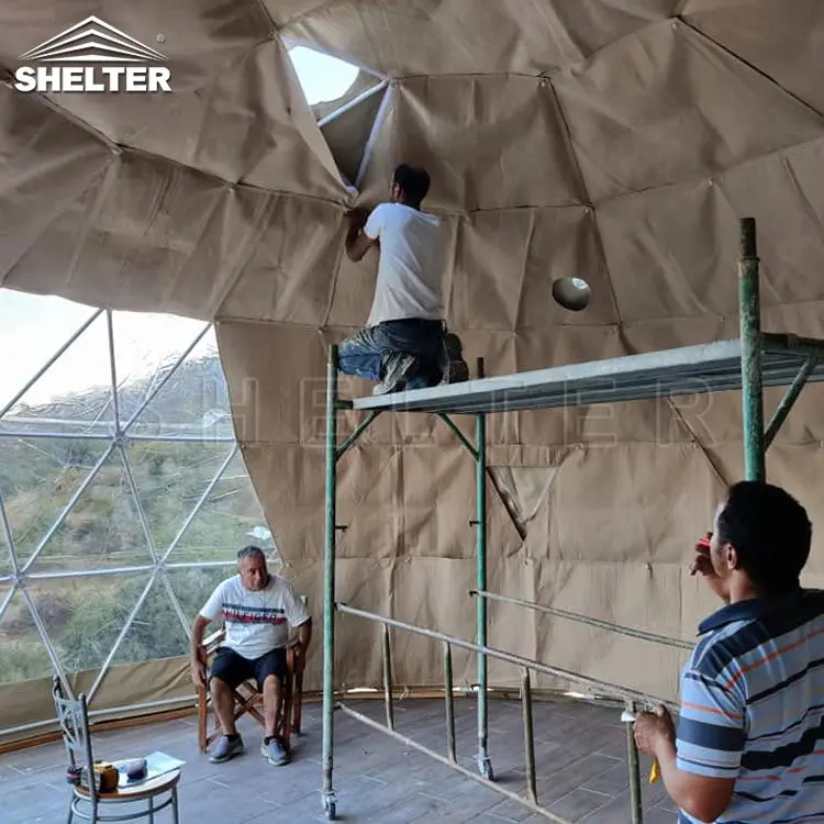 Luxury Resort Hotel Dome House 6m 7m 8m Geodesic Dome Tent Glamping Tent With Bathroom