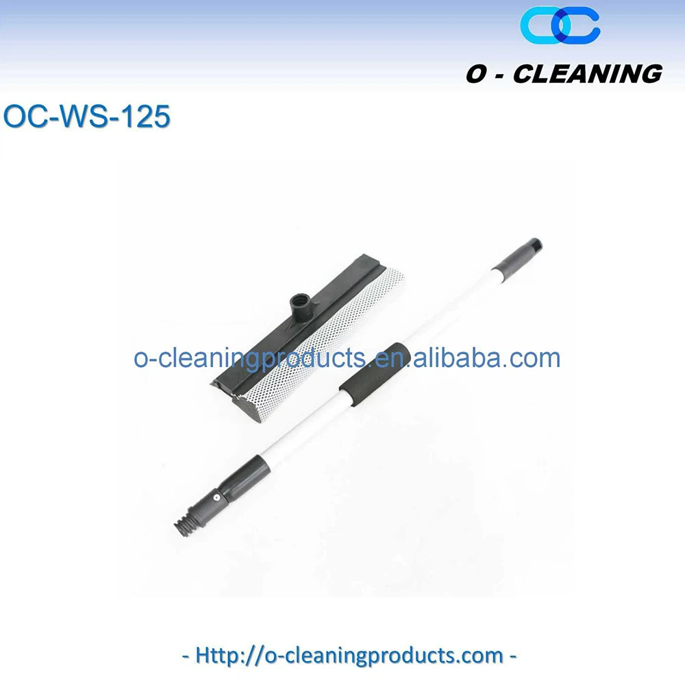 O-Cleaning Professional Window Cleaning Squeegee,Window Washing Netted Sponge Scrubber,Soft Rubber Blade with 53cm Long Handle