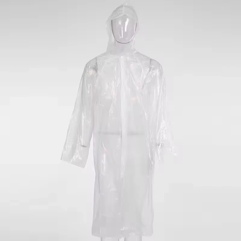 High quality PE clear plastic rain suit rain waterproof overall disposable PE raincoat