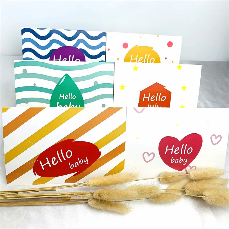 Set Of 6 Pieces Baby Shower Wishing Card 10 Styles Congratulation Newborn Baptism Greeting Cards