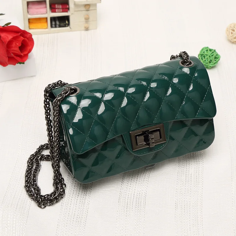 Guangzhou Wholesale Fashion Geometric Chain Bags For Ladies,Multi Coloured Pink PVC Jelly Bags For Women