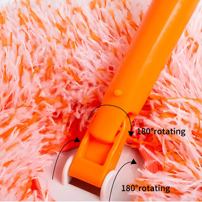 Multi-Functional Orange Color 180 CM Long Telescopic Steel Handle 360 Rotatable Chenille Microfiber Clean Round Mop