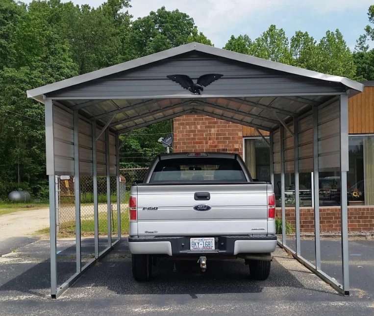 Multi-used Outdoor Heavy Duty Metal Carport with Galvanized Steel Roof and Reinforced All-Metal Frame