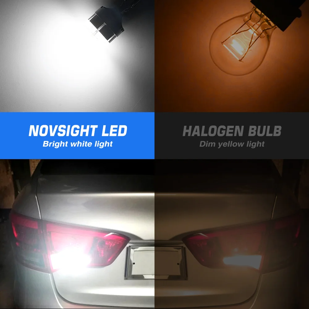 Novsight Factory T20 led T25 3157 9SMD 7443 LED P27W 3156 Car parts 1156 1157 auto white brake turn signal light bulb