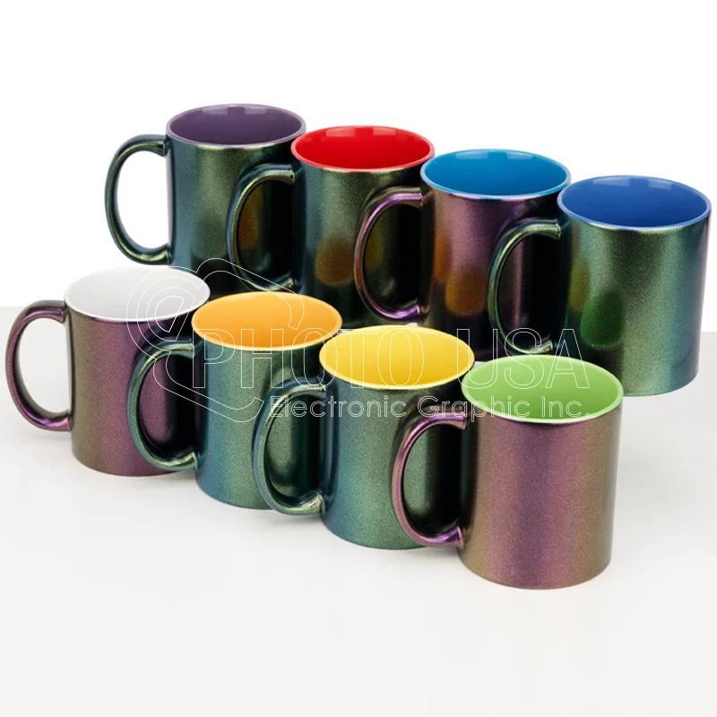 ORCA Coatings 11 oz. Sublimation Blank Neon Glow Paint Two-Tone Mug (Green Outside)